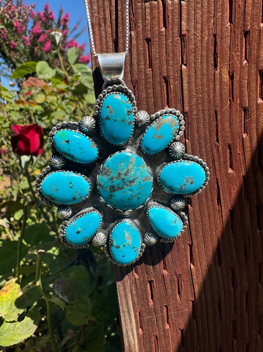 9 Stone Sonoran Turquoise Cluster Pendant