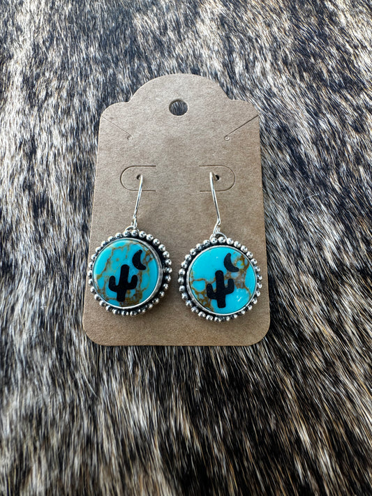 Turquoise cactus earrings