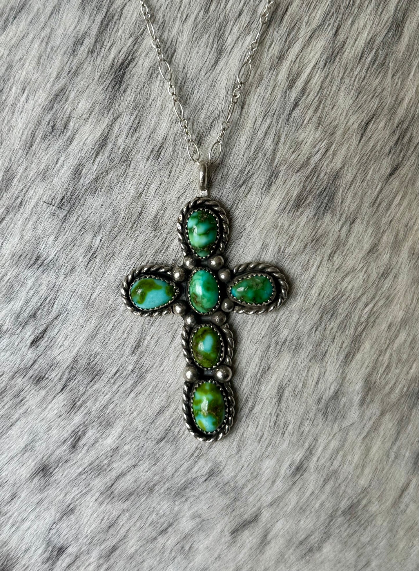 Verde Valley Turquoise Cross Necklace 18" Chain