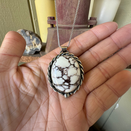 Large Wild Horse Pendant Sterling silver setting