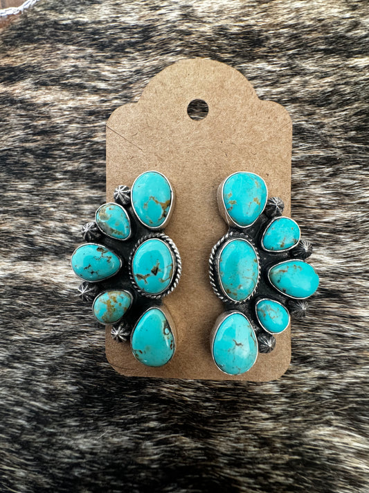 Sonoran Turquoise Half cluster earrings