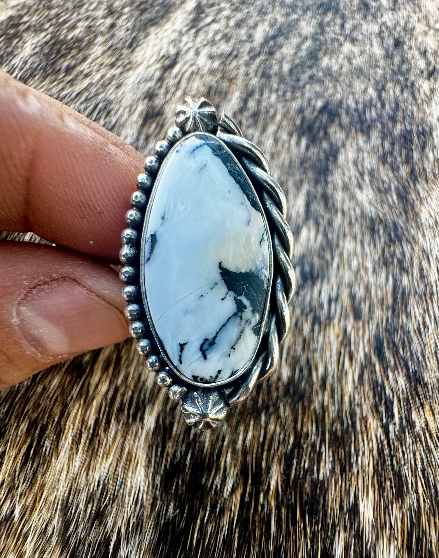 White Buffalo Ring Size 8