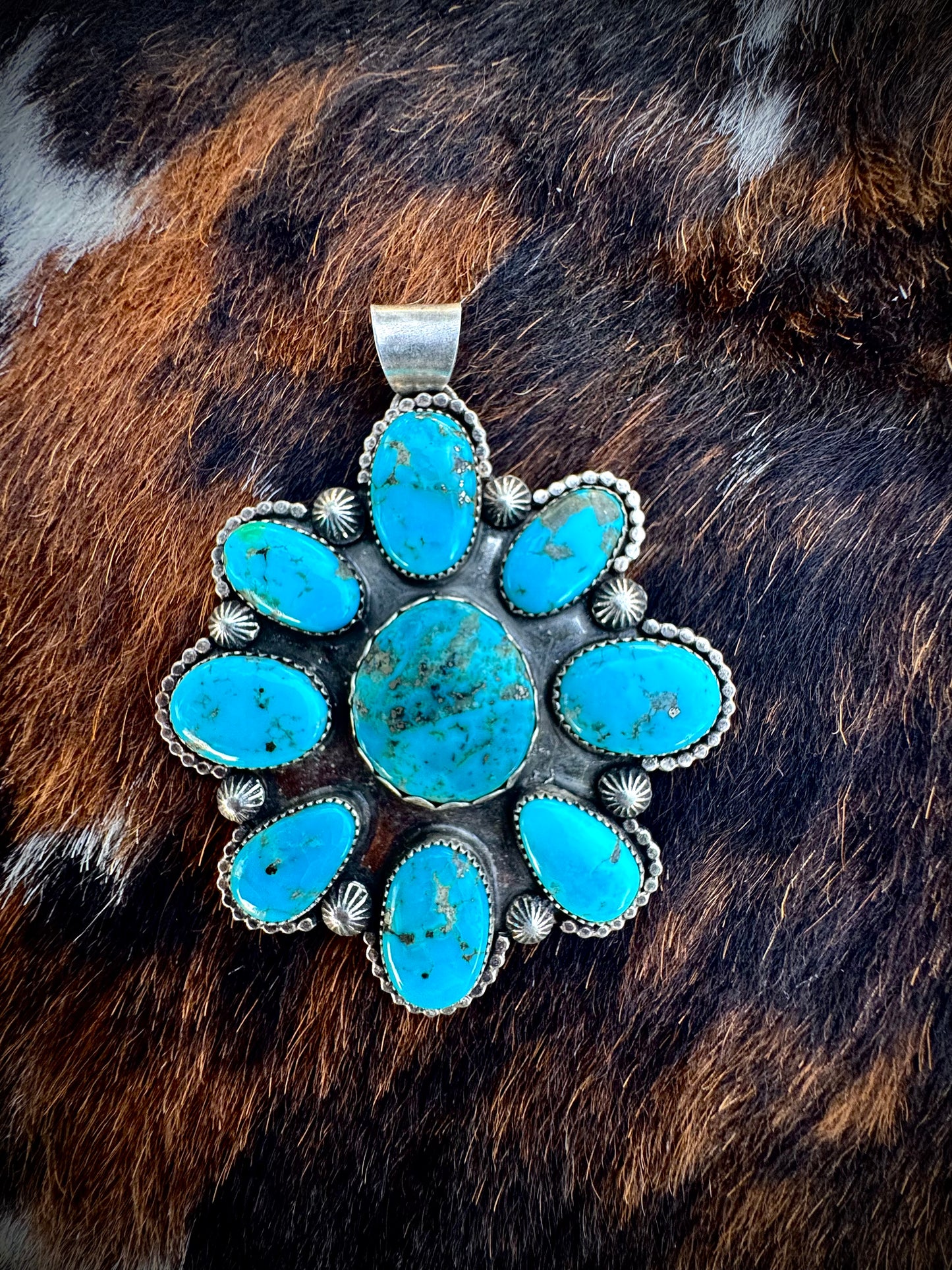 9 Stone Sonoran Turquoise Cluster Pendant