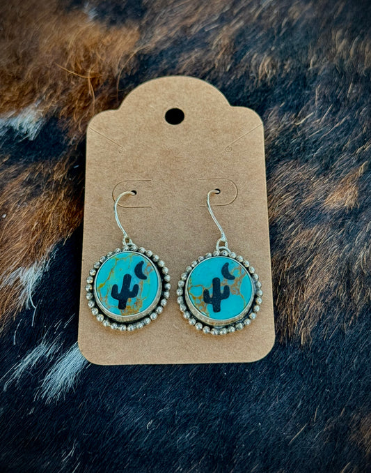 Turquoise cactus earrings